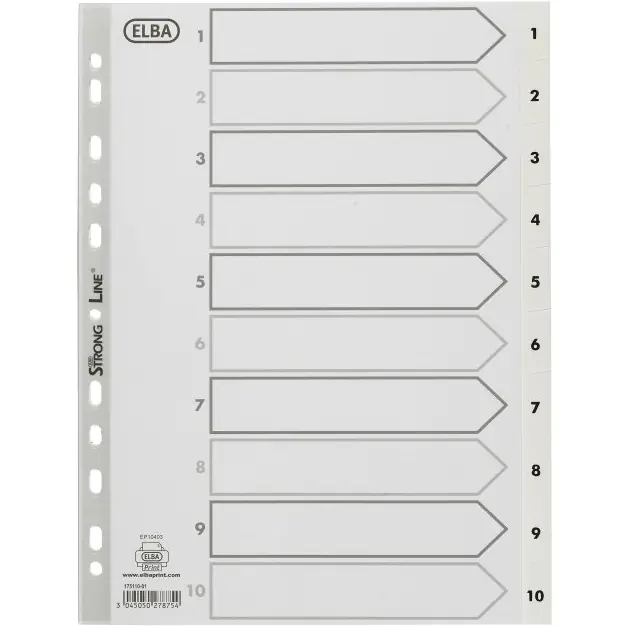 ⁨Numerical dividers ELBA A4 1-10 white PP 100204765⁩ at Wasserman.eu