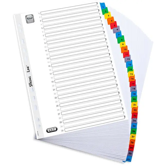 Cardboard spacers A4 MYLAR 1-31 numerical reinforced ELBA 100204620 at Wasserman.eu