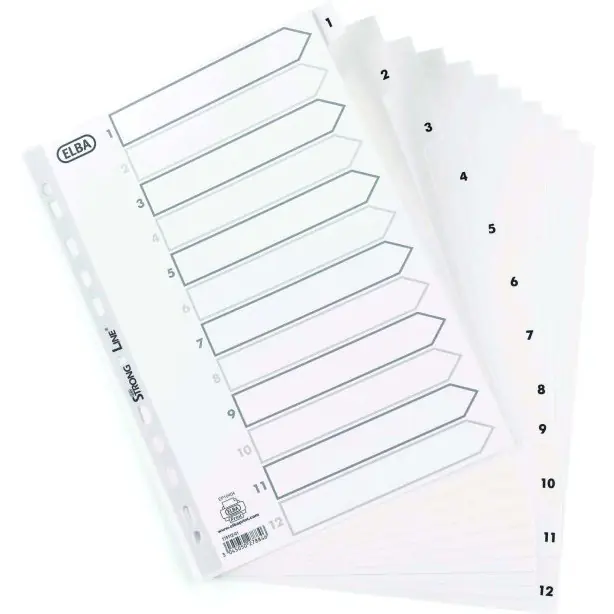 ⁨Numerical dividers A4 1-12 white PP 100204771 OXFORD⁩ at Wasserman.eu