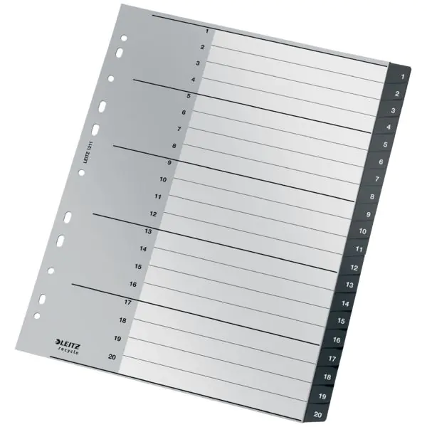 ⁨Spacers Recycle 1 - 20, A4, PP, black 12110000 LEITZ⁩ at Wasserman.eu