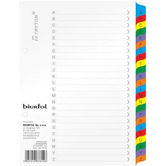 ⁨Spacers A5 alphabetical A-Z laminated TRY-05-02 BIURFOL⁩ at Wasserman.eu