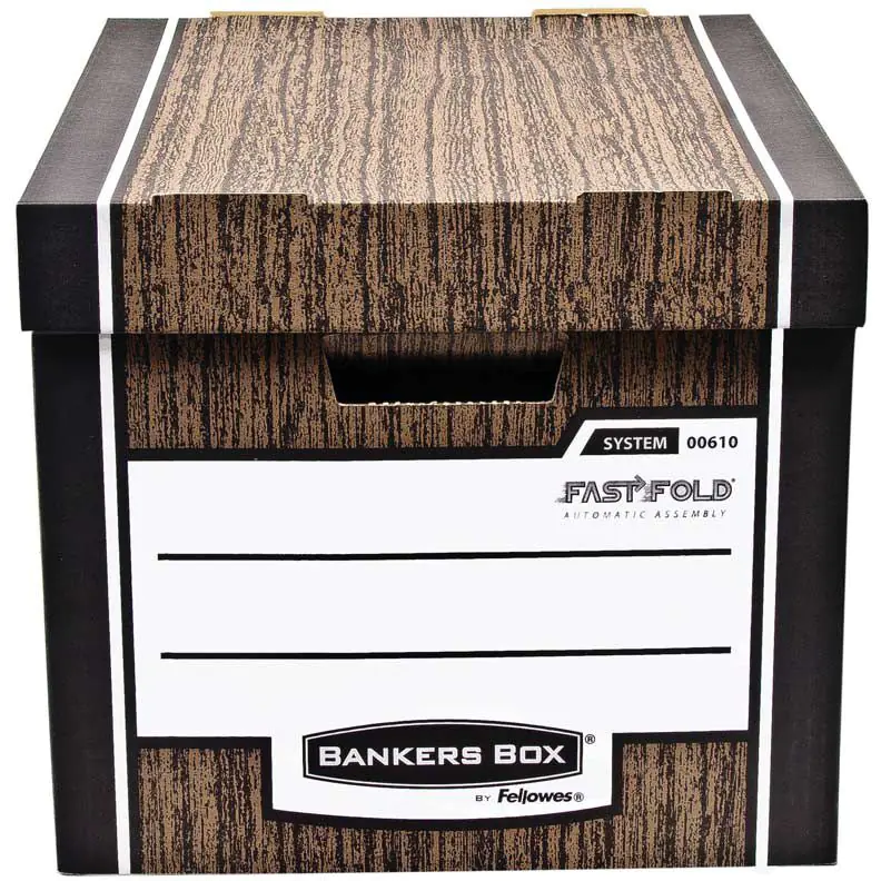 ⁨WOODGRAIN bankers box brown (10pcs) 0061002 FELLOWES⁩ at Wasserman.eu