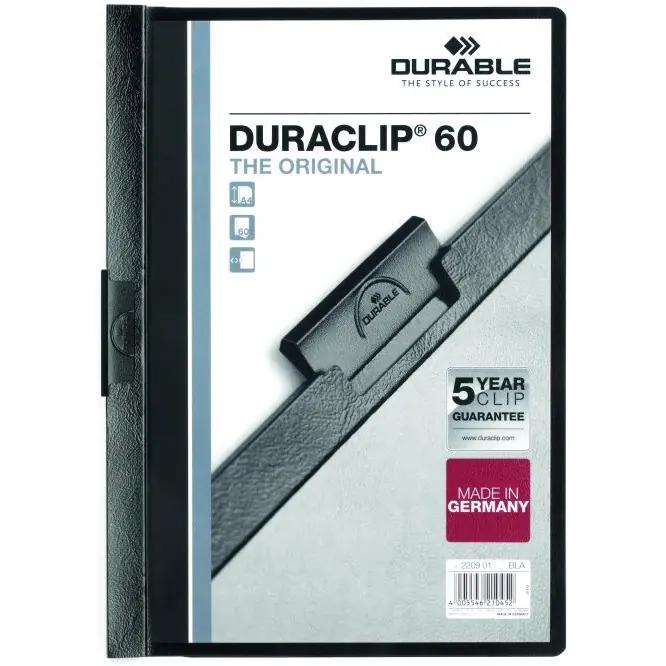 ⁨Skoroszyt zaciskowy A4 1-60k czarny DURACLIP Original 220901 DURABLE⁩ w sklepie Wasserman.eu