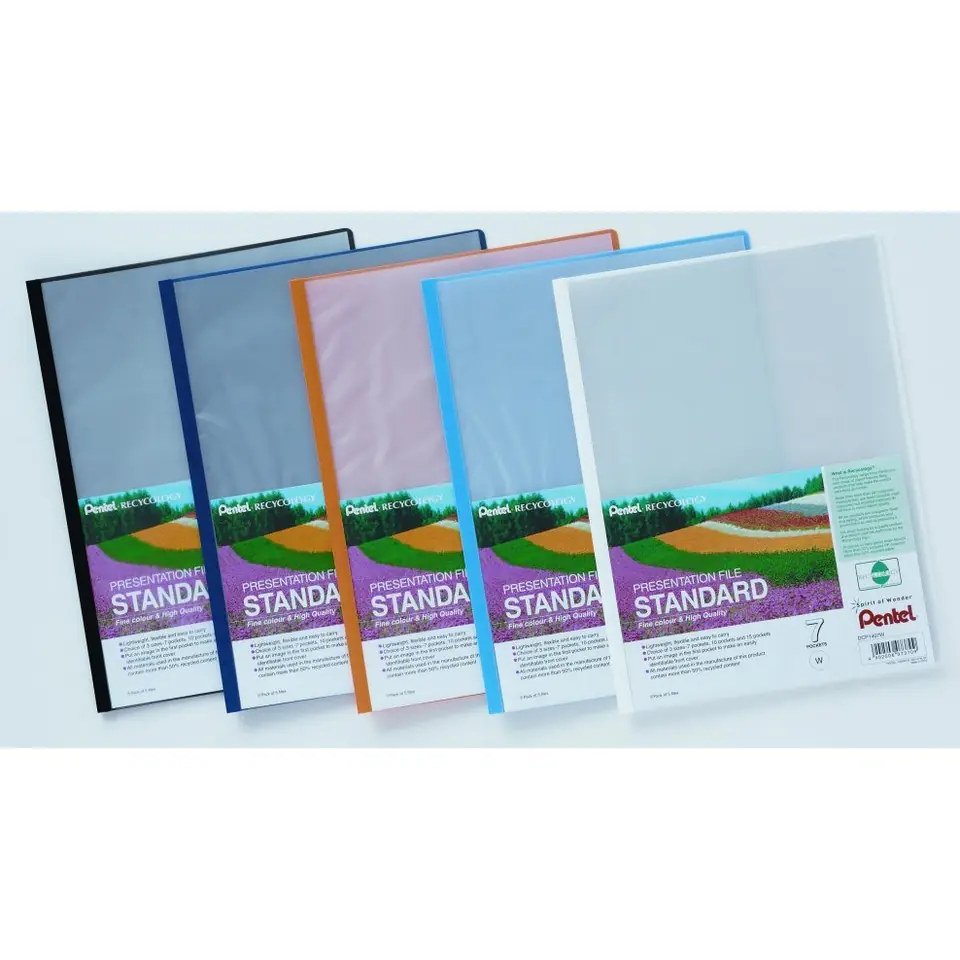 ⁨Skoroszyt prezentacyjny STANDARD 7 kieszeni czarny DCP1407A PENTEL⁩ w sklepie Wasserman.eu