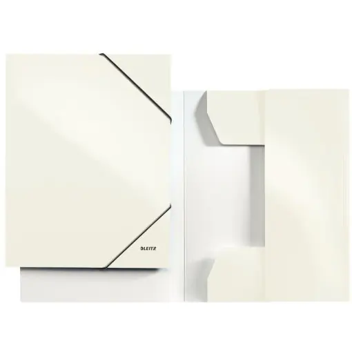 ⁨Cardboard folder with elastic LEITZ pearl white WOW 39820001⁩ at Wasserman.eu