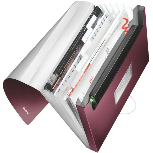 ⁨Teczka 6przegródek LEITZ STYLE A4 Rubinowa czerwień 250k 39570028⁩ w sklepie Wasserman.eu