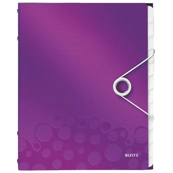 ⁨Briefcase with elastic band 12 compartments A4 200k purple 46340062 LEITZ WOW⁩ at Wasserman.eu