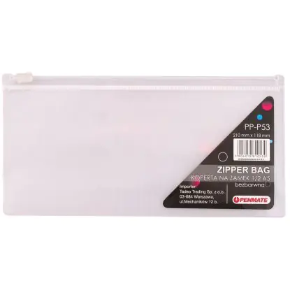⁨Koperta na zamek DL 1/3 A4 bezbarwna PP-P53 TT6694 PENMATE⁩ w sklepie Wasserman.eu