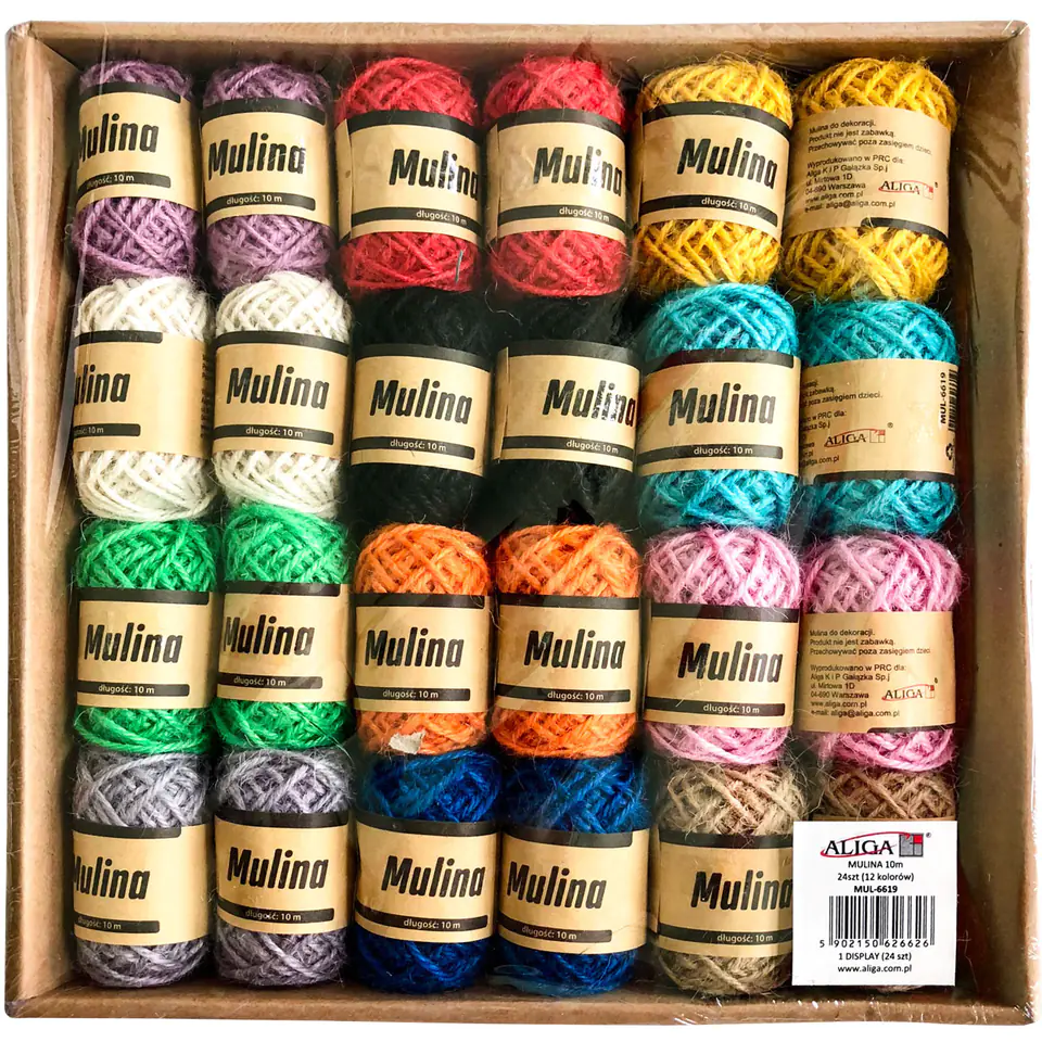 ⁨MULINA-YARN 10m, 12 colours, 24pcs MUL-6619 ALIGA⁩ at Wasserman.eu