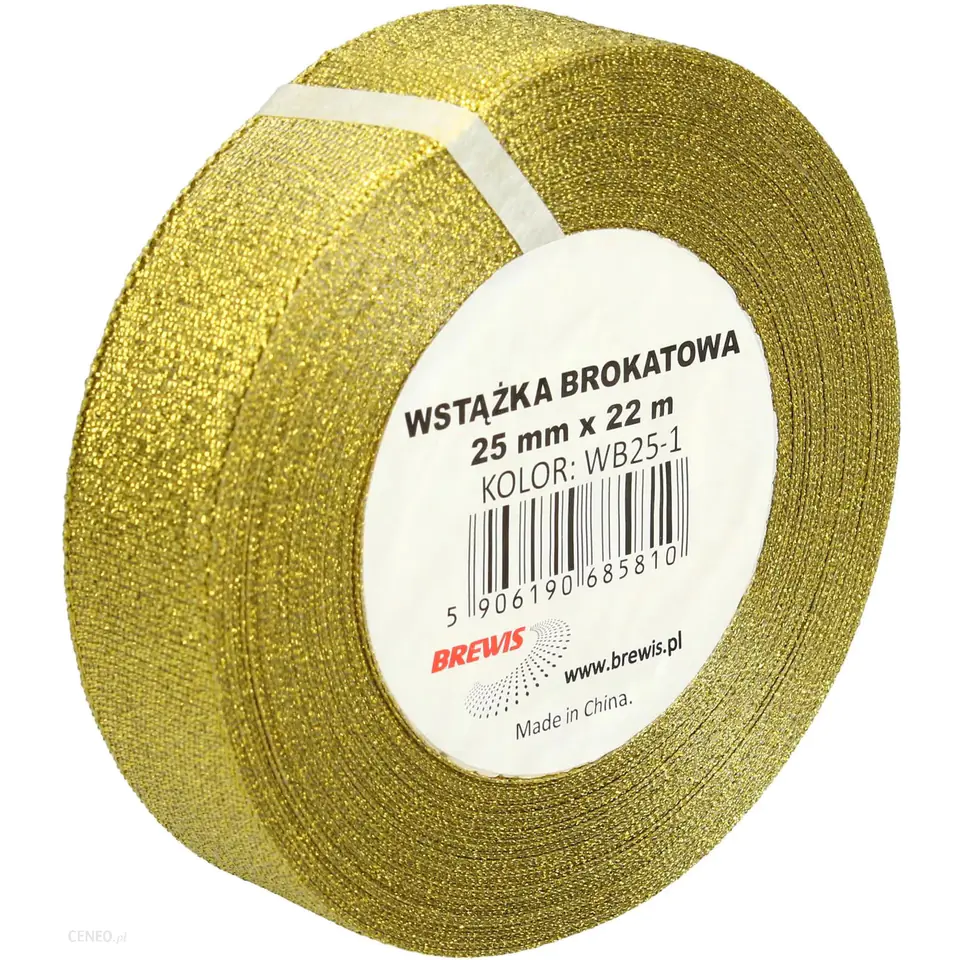 ⁨Gold Glitter Ribbon 25mm WB25-1 BREWIS⁩ at Wasserman.eu