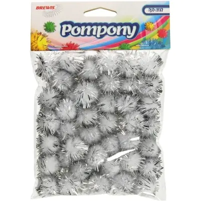 ⁨Pompony metaliczne 2cm (40sztuk) srebrne POM23 BREWIS⁩ w sklepie Wasserman.eu