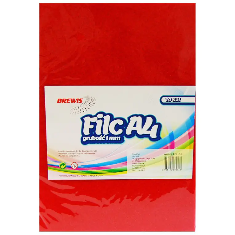 ⁨Felt red A4 thickness 1mm, 10 sheets FC410-4 BREWIS⁩ at Wasserman.eu