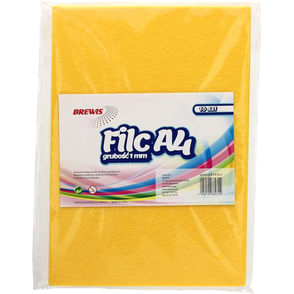 ⁨Filc A4 żółty 1mm (10ark) FC410-2 BREWIS⁩ w sklepie Wasserman.eu