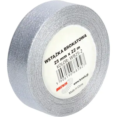 ⁨Glitter ribbon silver 25mm WB25-2 BREWIS⁩ at Wasserman.eu