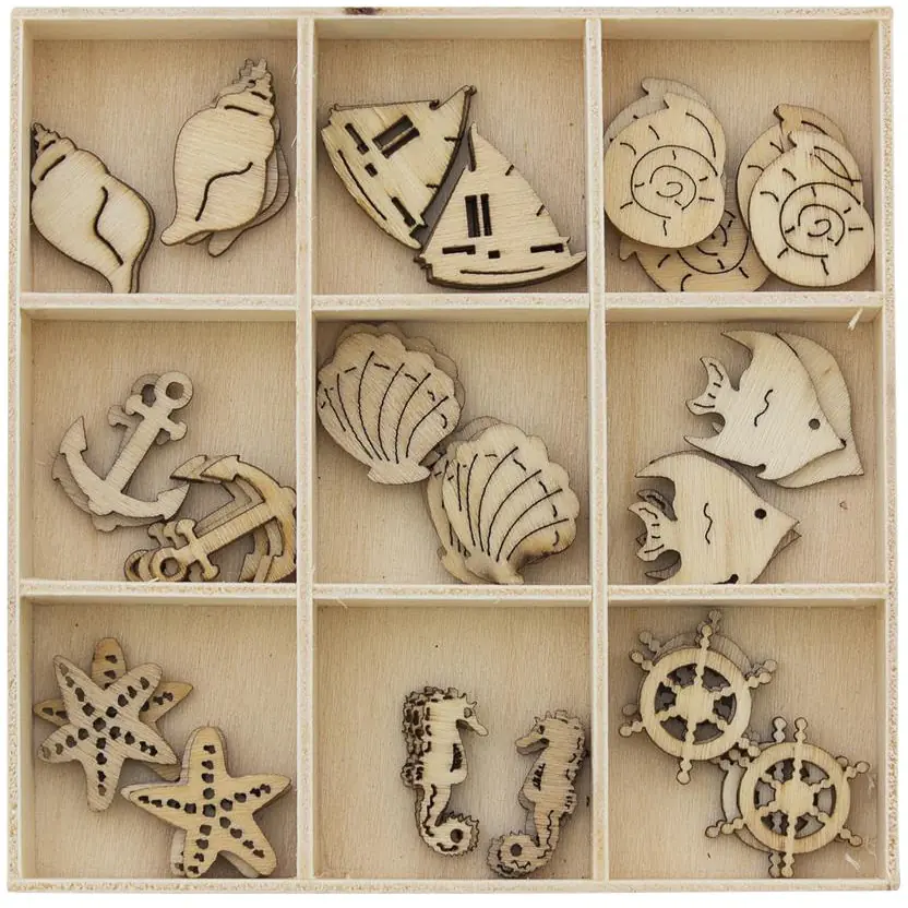 ⁨Wooden ornaments SEA box 45pcs. 253001 Paper Gallery⁩ at Wasserman.eu