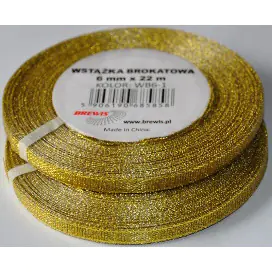 ⁨Wstążka brokatowa złota 6mm(2szt.) WB6-1 BREWIS⁩ w sklepie Wasserman.eu