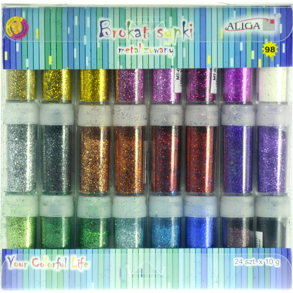 ⁨Loose glitter 10g (24 colours) MT-0222 ALIGA⁩ at Wasserman.eu