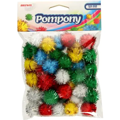 ⁨Metallic pompons color mix 40 pieces POM05 BREWIS⁩ at Wasserman.eu