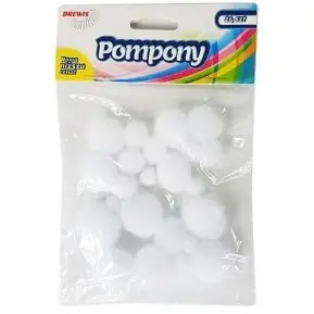 ⁨White pompons 24 pcs. mix sizes POM04 BREWIS⁩ at Wasserman.eu