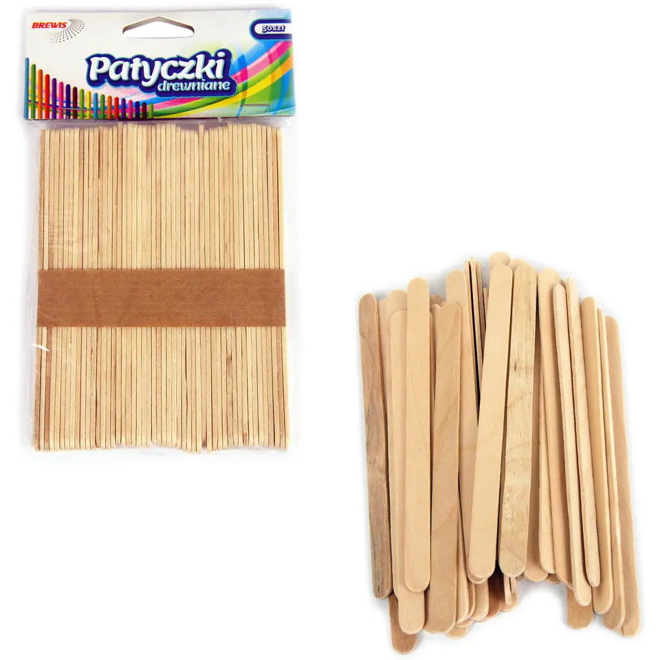 ⁨Creative wooden sticks 140mm natural (50 pcs) PN140 BREWIS⁩ at Wasserman.eu