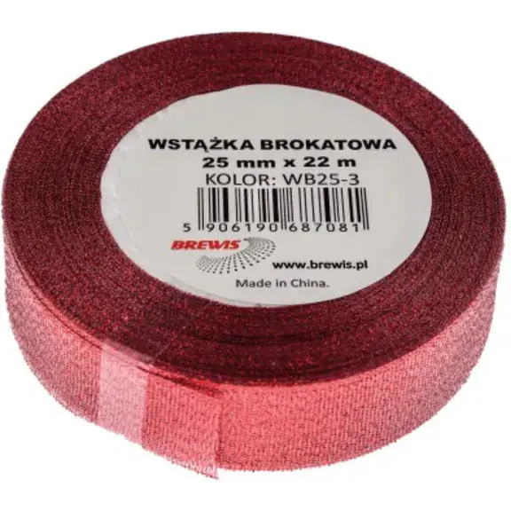 ⁨Glitter ribbon red 25mm WB25-3 BREWIS⁩ at Wasserman.eu
