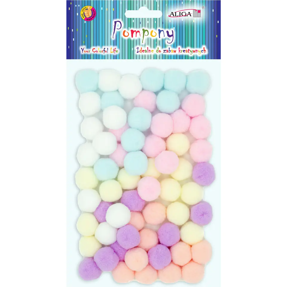 ⁨Pastel pompons mix 2cm (60 pcs.) POM-207 ALIGA⁩ at Wasserman.eu