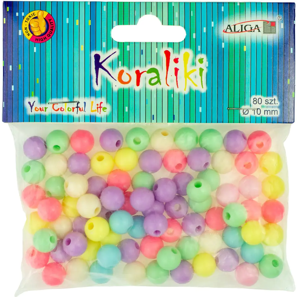 ⁨Pastel beads mix col. 10mm (80 pcs.) PJ-7415 ALIGA⁩ at Wasserman.eu