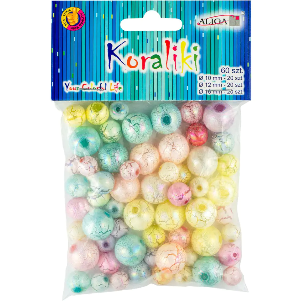 ⁨Pastel beads, mix of colors and sizes (60 pcs.) PJ-0606 ALIGA⁩ at Wasserman.eu