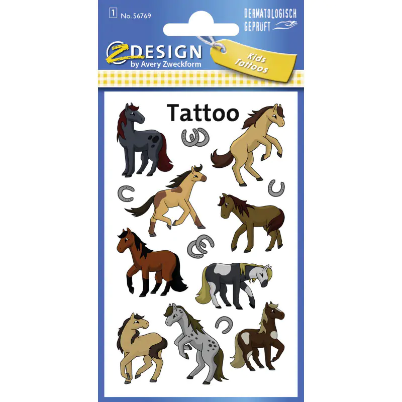 ⁨Stickers tattoos for kids HORSES 56769 Z-DESIGN KIDS TATTOO AVERY ZWECKFORM⁩ at Wasserman.eu