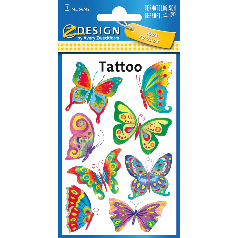 ⁨Stickers Tattoos for Kids BUTTERFLIES 56742 Z-DESIGN KIDS TATTOO AVERY ZWECKFORM⁩ at Wasserman.eu