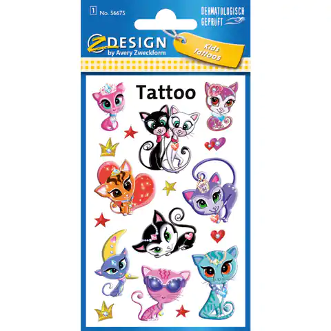 ⁨Naklejki tatuaże dla dzieci KOTY 56675 Z-DESIGN KIDS TATTOO AVERY ZWECKFORM⁩ w sklepie Wasserman.eu