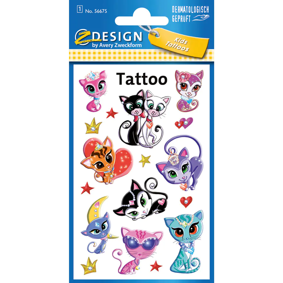 ⁨Stickers tattoos for kids CATS 56675 Z-DESIGN KIDS TATTOO AVERY ZWECKFORM⁩ at Wasserman.eu