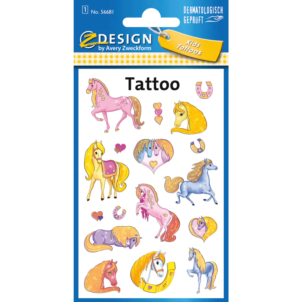 ⁨Naklejki tatuaże dla dzieci KONIKI 56681 Z-DESIGN KIDS TATTOO AVERY ZWECKFORM⁩ w sklepie Wasserman.eu