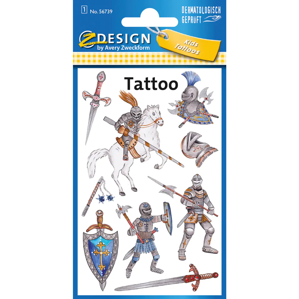 ⁨Naklejki tatuaże dla dzieci RYCERZ 56739 Z-DESIGN KIDS TATTOO AVERY ZWECKFORM⁩ w sklepie Wasserman.eu