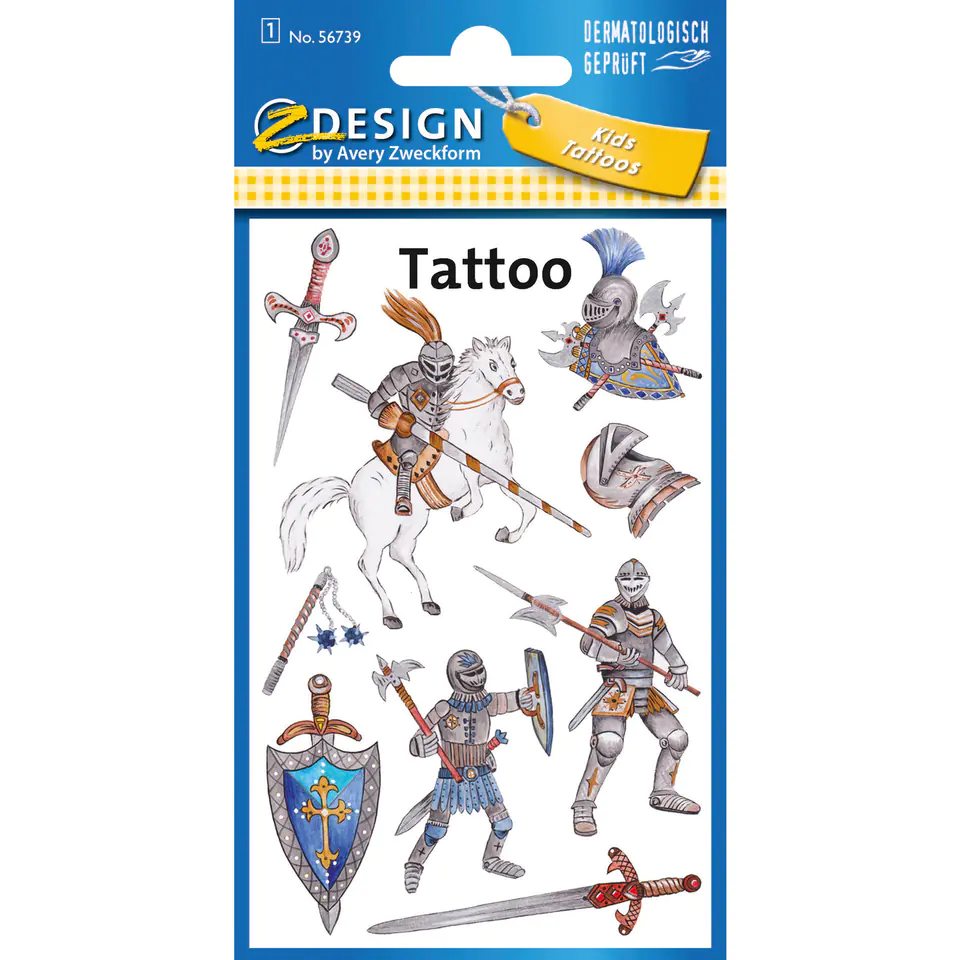 ⁨Stickers tattoos for kids KNIGHT 56739 Z-DESIGN KIDS TATTOO AVERY ZWECKFORM⁩ at Wasserman.eu