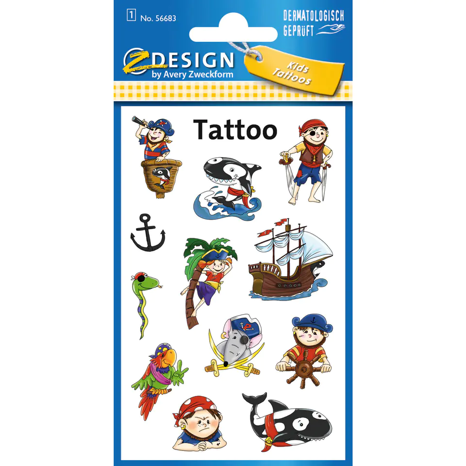 ⁨Stickers tattoos for kids PIRATES 56683 Z-DESIGN KIDS TATTOO AVERY ZWECKFORM⁩ at Wasserman.eu