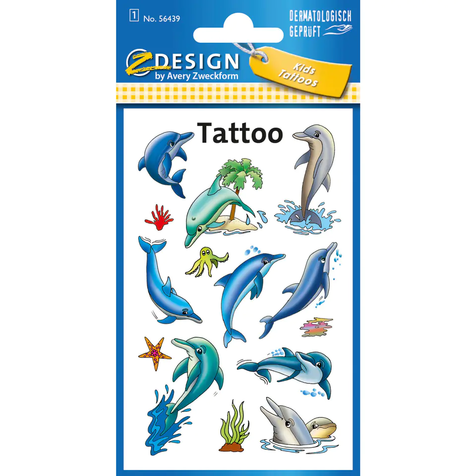 ⁨Stickers tattoos for kids DOLPHINS 56439 Z-DESIGN TATTOO AVERY ZWECKFORM⁩ at Wasserman.eu