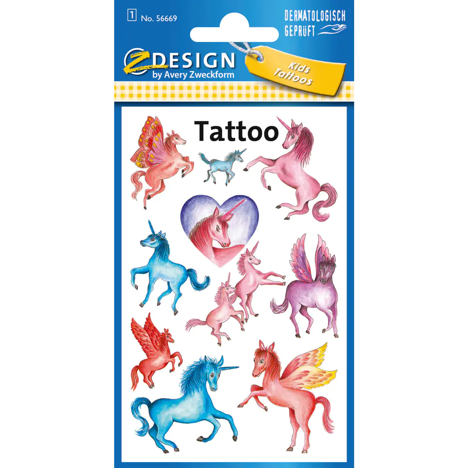 ⁨Stickers tattoos for kids PEGASUS 56669 Z-DESIGN KIDS TATTOO AVERY ZWECKFORM⁩ at Wasserman.eu