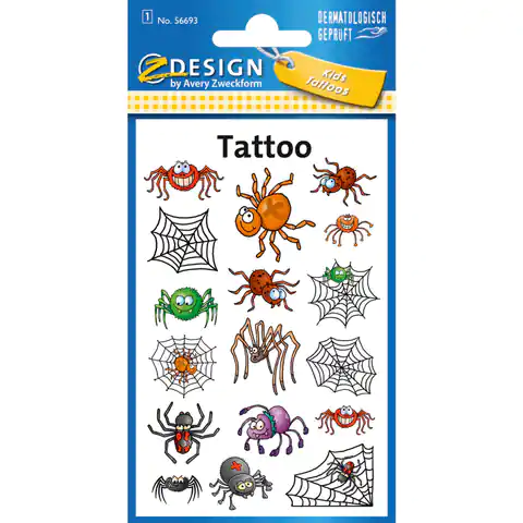 ⁨Stickers tattoos for kids SPIDERS 56693 Z-DESIGN KIDS TATTOO AVERY ZWECKFORM⁩ at Wasserman.eu