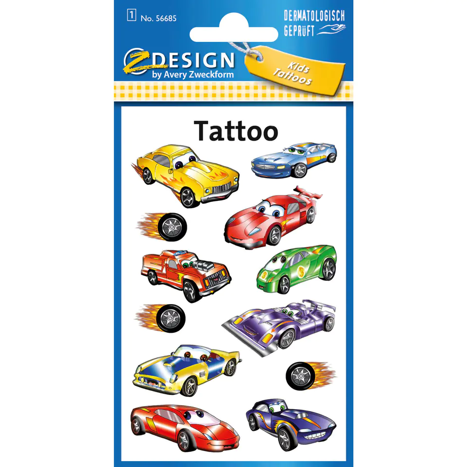 ⁨Stickers tattoos for kids AUTA 56685 Z-DESIGN KIDS TATTOO AVERY ZWECKFORM⁩ at Wasserman.eu