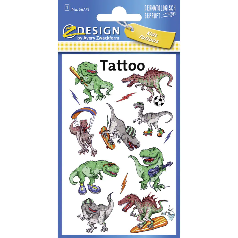⁨Stickers Tattoos for Kids DINOSAURS 56772 Z-DESIGN KIDS TATTOO AVERY ZWECKFORM⁩ at Wasserman.eu