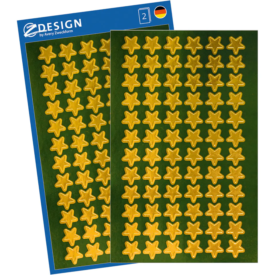 ⁨Z-Design Stickers - Golden Stars 52805 AVERY ZWECKFORM⁩ at Wasserman.eu