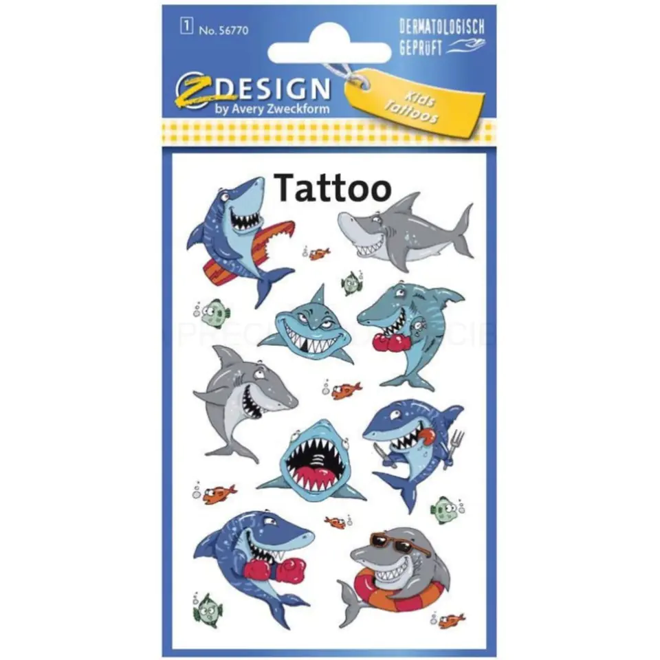 ⁨Tattoo stickers for kids sharks 56770 Z-DESIGN KIDS TATTOO AVERY ZWECKFORM⁩ at Wasserman.eu