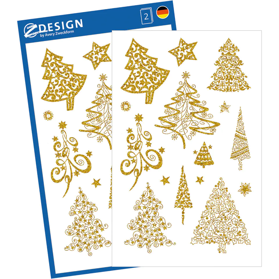 ⁨Z-Design Gold Plated Stickers - Christmas Trees 52273 AVERY ZWECKFORM⁩ at Wasserman.eu