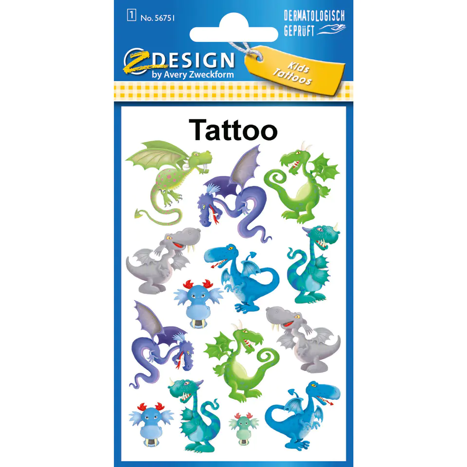 ⁨Stickers tattoos for kids DRAGONS 56751 Z-DESIGN KIDS TATTOO AVERY ZWECKFORM⁩ at Wasserman.eu