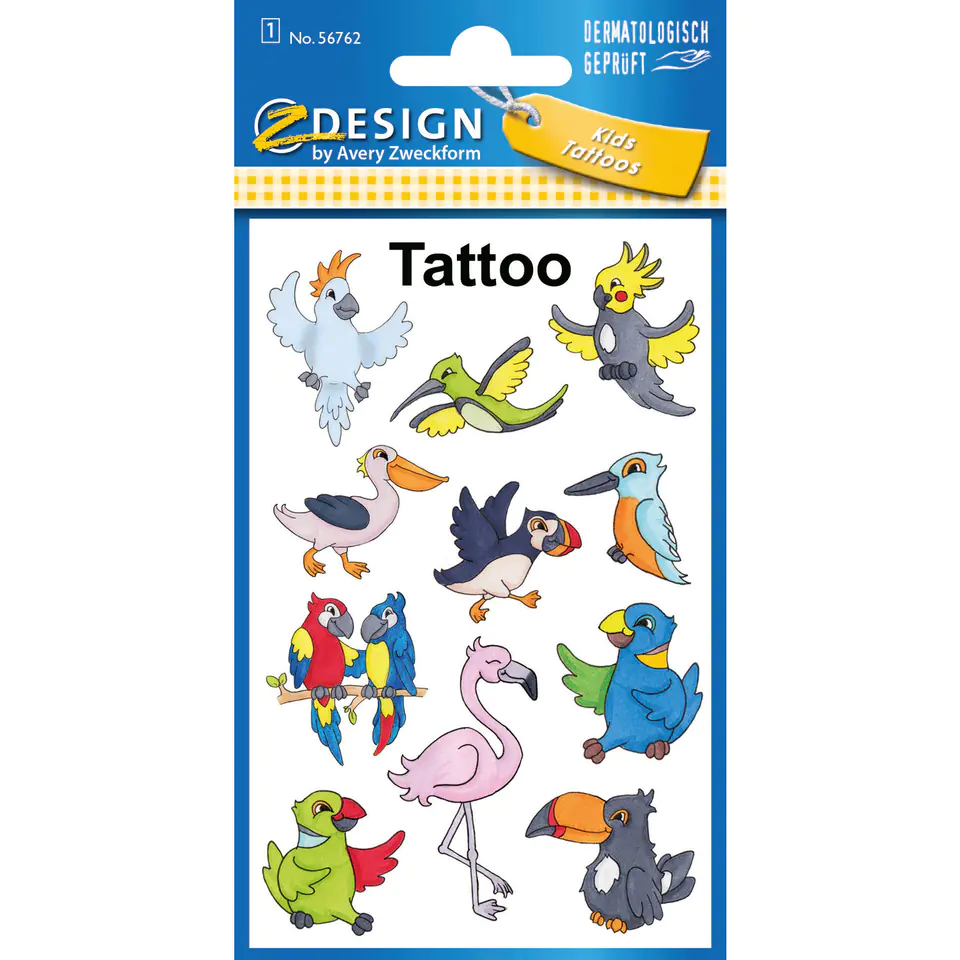 ⁨Stickers tattoos for kids BIRDS 56762 Z-DESIGN KIDS TATTOO AVERY ZWECKFORM⁩ at Wasserman.eu