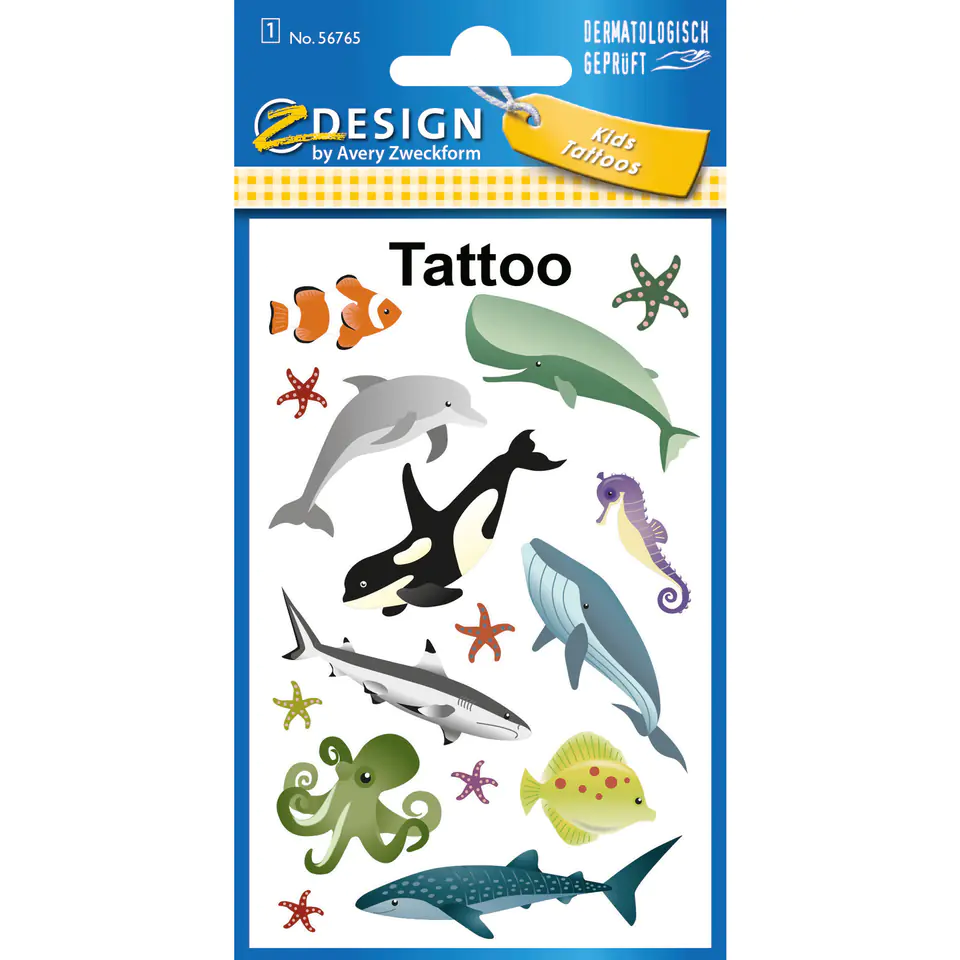 ⁨Naklejki tatuaże dla dzieci MORSKIE ZWIERZĘTA 56765 Z-DESIGN KIDS TATTOO AVERY ZWECKFORM⁩ w sklepie Wasserman.eu