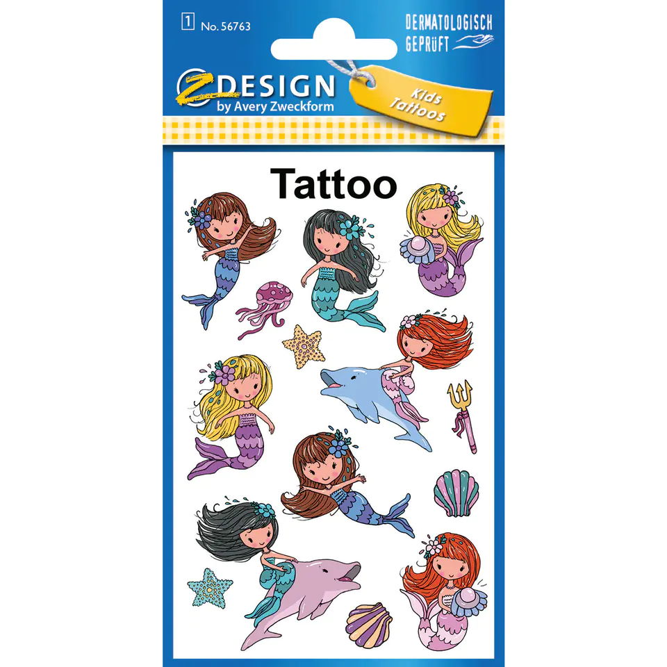 ⁨Stickers tattoos for kids MERMAIDS 56763 Z-DESIGN KIDS TATTOO AVERY ZWECKFORM⁩ at Wasserman.eu