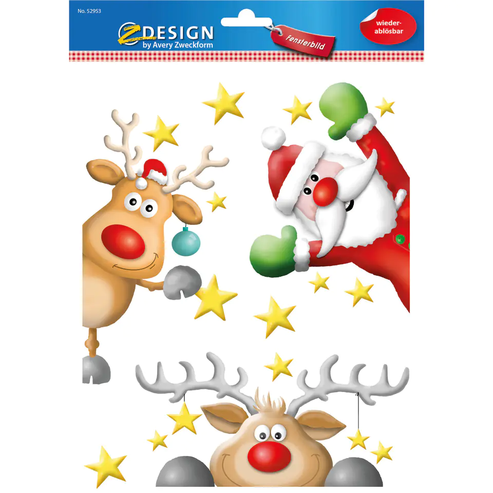 ⁨Z-Design Window Stickers - Santa Claus and Reindeer 52953 AVERY ZWECKFORM⁩ at Wasserman.eu