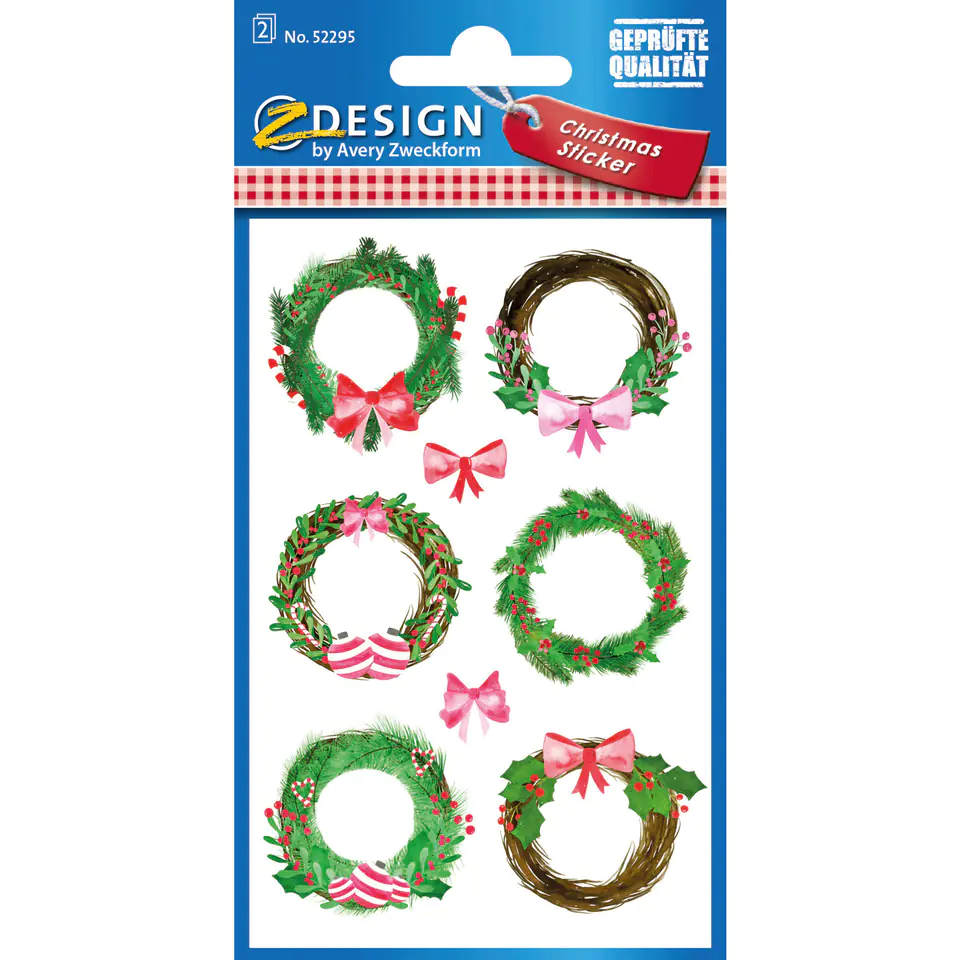 ⁨Paper Stickers with Linen Texture - Christmas Wreaths Z-Design 52295 AVERY ZWECKFORM⁩ at Wasserman.eu